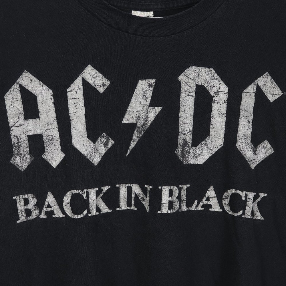 AC/DC Back in Black Tee with THICK GRAPHIC PRINT LETTERING VINTAGEAlstyle XL